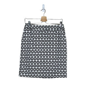 CYNTHIA rowley pencil skirt womens 6 black white geometric print lined midi